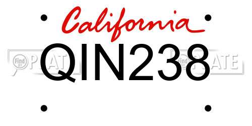 QIN238 California License Plate
