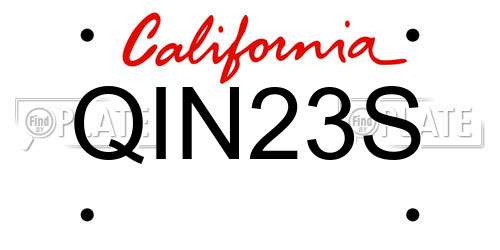 QIN23S California License Plate