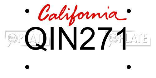 QIN271 California License Plate