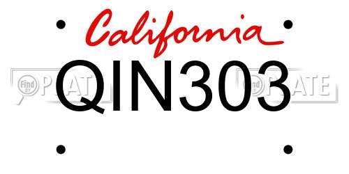 QIN303 California License Plate