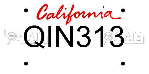 QIN313 California License Plate