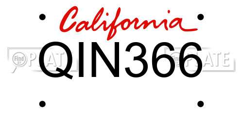 QIN366 California License Plate