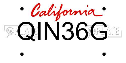 QIN36G California License Plate