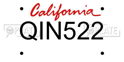 QIN522 California License Plate