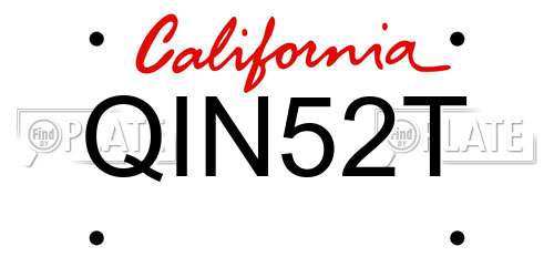 QIN52T California License Plate