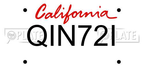 QIN72I California License Plate