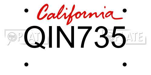 QIN735 California License Plate