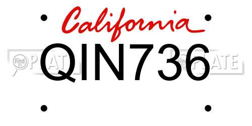 QIN736 California License Plate