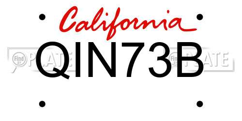 QIN73B California License Plate