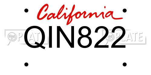 QIN822 California License Plate