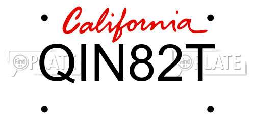 QIN82T California License Plate
