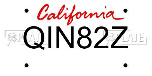 QIN82Z California License Plate
