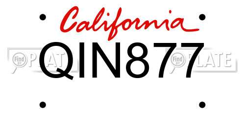 QIN877 California License Plate