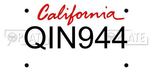 QIN944 California License Plate