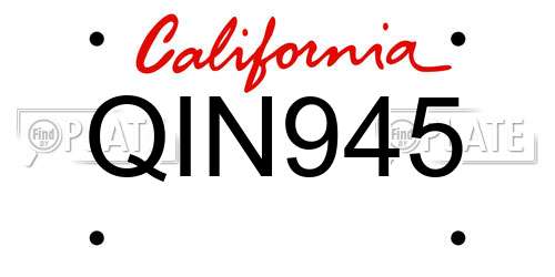 QIN945 California License Plate