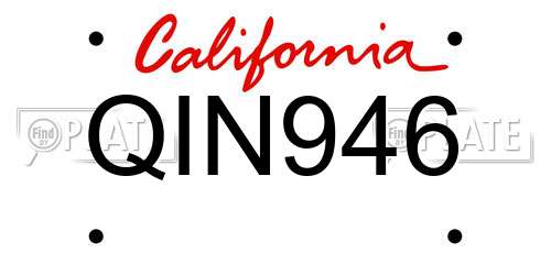 QIN946 California License Plate