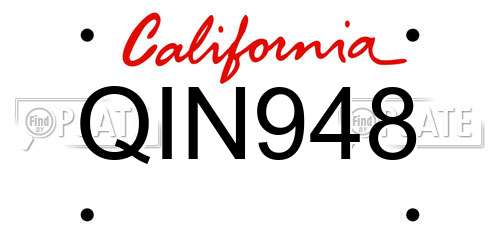 QIN948 California License Plate