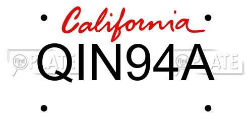 QIN94A California License Plate