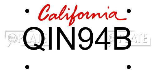 QIN94B California License Plate