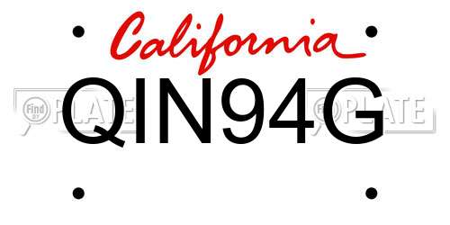QIN94G California License Plate