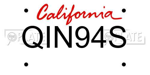 QIN94S California License Plate