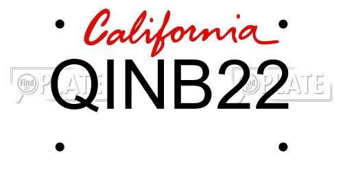 QINB22 California License Plate