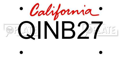 QINB27 California License Plate