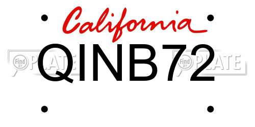 QINB72 California License Plate