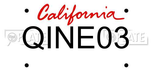 QINE03 California License Plate