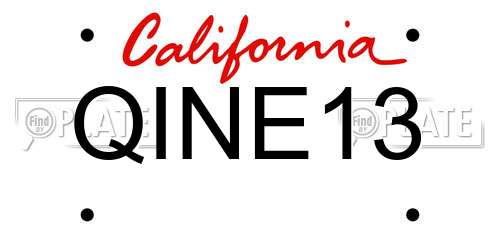 QINE13 California License Plate