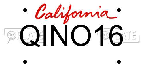 QINO16 California License Plate