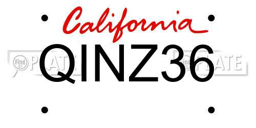 QINZ36 California License Plate