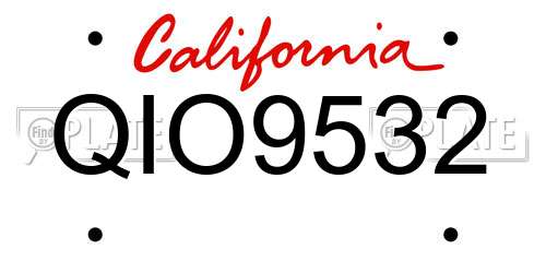 QIO9532 California License Plate