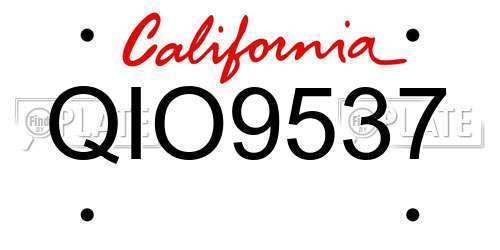 QIO9537 California License Plate