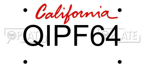 QIPF64 California License Plate