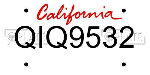 QIQ9532 California License Plate