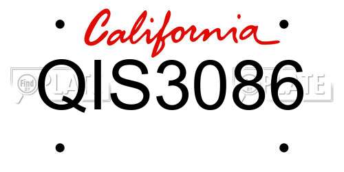 QIS3086 California License Plate