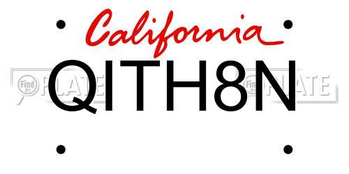 QITH8N California License Plate