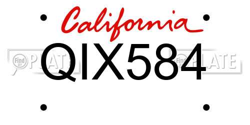 QIX584 California License Plate