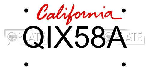 QIX58A California License Plate