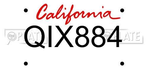QIX884 California License Plate