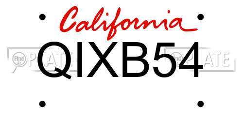 QIXB54 California License Plate