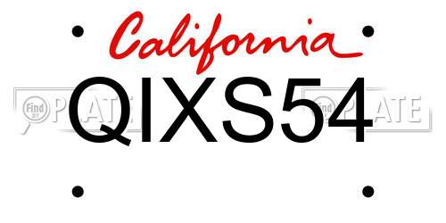 QIXS54 California License Plate