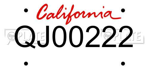 QJ00222 California License Plate