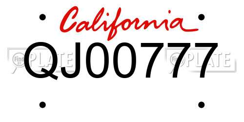 QJ00777 California License Plate