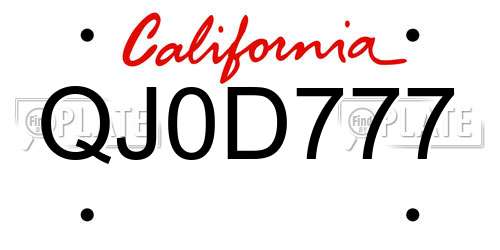 QJ0D777 California License Plate
