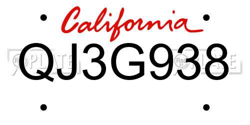 QJ3G938 California License Plate