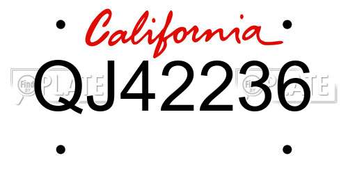 QJ42236 California License Plate