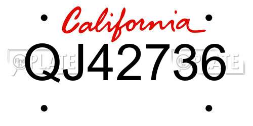 QJ42736 California License Plate