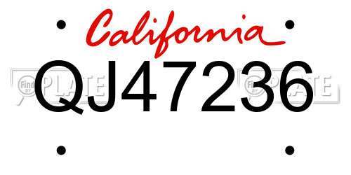 QJ47236 California License Plate